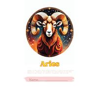 Aries: A notebook with lined pages and a beautiful cover features the symbol of each zodiac sign from the 'Zodiac' collection.