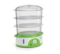 Ariete 911 Healthy Steam - Vaporiera Elettrica - 3 Cestelli - Contenitore per riso - Timer 60’ - 800 Watt - 9 Litri - Bianco e Verde