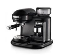 Ariete 1318 Moderna Macchina per caffè espresso con macinacaffè integrato, per caffè in grani e macinato, cappuccinatore per schiuma di latte, 1 filtro, 1080 W, 800 cc, nero