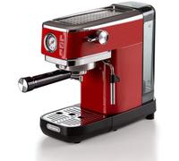Ariete 1381 Macchina da caffè con manometro, compatibile con caffè in polvere e cialde ESE, 1300 W, Capacità 1,1 L, 15 bar di pressione, Filtro ½ tazze, Dispositivo Cappuccino, Rosso