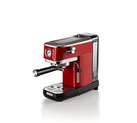 Ariete 1381 Macchina da caffè con manometro, compatibile con caffè in polvere e cialde ESE, 1300 W, Capacità 1,1 L, 15 bar di pressione, Filtro ½ tazze, Dispositivo Cappuccino, Rosso