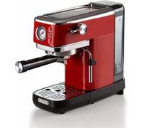 Ariete 1381 Macchina da caffè con manometro, compatibile con caffè in polvere e cialde ESE, 1300 W, Capacità 1,1 L, 15 bar di pressione, Filtro 1 o 2 tazze, Dispositivo Cappuccino Rosso