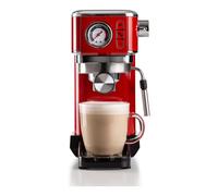 Ariete 1381 Macchina da caffè con manometro, compatibile con caffè in polvere e cialde ESE, 1300 W, Capacità 1,1 L, 15 bar di pressione, Filtro ½ tazze, Dispositivo Cappuccino, Rosso