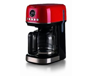 Ariete 1396, Macchina da Caffè Espresso con Macinacaffè Moderna, Caffè Buono come al Bar, Filtro 1 e 2 Tazze, Dispositivo Maxi Cappuccino, Spegnimento Automatico, Macinacaffè con Capacità 250 g, Rosso