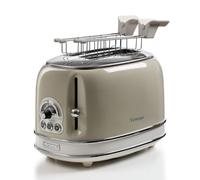 Ariete 155 Tostapane Vintage 2 fette di pane - con pinze - 6 livelli di tostatura - 810 Watt- Acciaio Inox - Linea Vintage - Beige