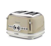 Ariete 156 Tostapane Vintage 4 fette di pane - senza pinze - 6 Livelli di tostatura - Defrost - 1600 Watt - Linea Vintage - Beige