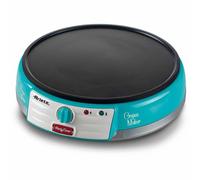 Ariete 202 Crepes Maker Party Time - Piastra per Crepes antiaderente - 2 spatole in legno - ricettario - 1000 W - Azzurro