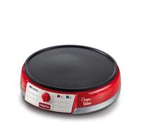 Ariete 202 Crepes Maker Party Time - Piastra per Crepes antiaderente - 2 spatole in legno - ricettario - 1000 W - Rosso