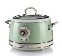 Ariete 2904 Rice Cooker + Slow Cooker - Cuociriso Elettrico con bowl in ceramica - Sushi fatto in casa - Multicooker - Linea Vintage - 3,5 L - 700 W - Verde