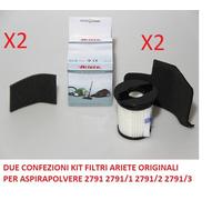 ARIETE 2X CONFEZIONI KIT FILTRO HEPA ASPIRAPOLVERE JETFORCE 2791 2791/1 ECOPOWER