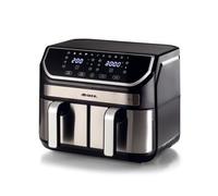 Ariete 4625 Friggitrice ad aria 9L, 2100W, Capacità 9L, Doppio cestello, Capacità di cottura 3,6kg, 11 programmi preimpostati, Funzione Max Crisp, Temperatura fino a 200°C, Cestello antiaderente con griglia, Nero/Silver