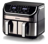 Ariete 4625 Friggitrice ad aria 9L, 2100W, Capacità 9L, Doppio cestello, Capacità di cottura 3,6kg, 11 programmi preimpostati, Funzione Max Crisp, Temperatura fino a 200°C, Cestello antiaderente con griglia, Nero/Silver