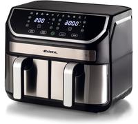Ariete 4625 Friggitrice ad aria 9L, 2100W, Capacità 9L, Doppio cestello, Capacità di cottura 3,6kg, 11 programmi preimpostati, Funzione Max Crisp, Temperatura fino a 200°C, Cestello antiaderente con griglia, Nero/Silver