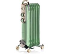 Ariete 837 Radiatore a olio Vintage Verde - 7 elementi riscaldanti - 3 livelli di potenza - Maniglia e ruote per facile trasporto - max 1500 Watt