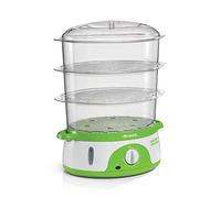 Ariete 911 Healthy Steam - Vaporiera Elettrica - 3 Cestelli - Contenitore per riso - Timer 60’ - 800 Watt - 9 Litri - Bianco e Verde