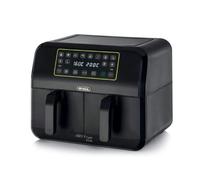 Ariete 4623 Airy Fryer Dual, Friggitrice ad aria con doppio cestello, 1700 W, Capacità 8L, 3 Funzioni di cottura, Pannello digitale LED Touch, 8 programmi preimpostati, Timer, 2 cestelli, Nero