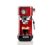 Ariete 1381 Macchina da caffè con manometro, compatibile con caffè in polvere e cialde ESE, 1300 W, Capacità 1,1 L, 15 bar di pressione, Filtro ½ tazze, Dispositivo Cappuccino, Rosso