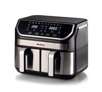 Ariete 4625 Friggitrice ad aria 9L, 2100W, Capacità 9L, Doppio cestello, Capacità di cottura 3,6kg, 11 programmi preimpostati, Funzione Max Crisp, Temperatura fino a 200°C, Cestello antiaderente con griglia, Nero/Silver