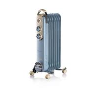 Ariete 837 Radiatore a olio Vintage Celeste - 7 elementi riscaldanti - 3 livelli di potenza - Maniglia e ruote per facile trasporto - max 1500 Watt