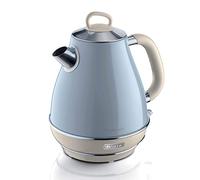 Ariete Bollitore Vintage 2869, Bollitore Elettrico con Livello Acqua Visibile, Base Cordless a 360°, Spegnimento Automatico, Filtro Tisana, Capacità 1,7 L, Acciaio Inossidabile, 2000W, Celeste