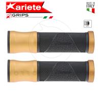 ARIETE COPPIA MANOPOLE FORATE ALU-RUB 125mm UNIVERSALE MOTO ALLUMINIO ORO GOLD
