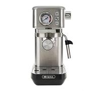 Ariete Espresso Slim Metal 1381, Macchina da Caffè con Manometro, Compatibile con Caffè in Polvere e Cialde ESE, 15 Bar Massime, Filtro 1 o 2 Tazze, Lancia per Cappuccino, 1300W, Silver