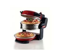 Ariete 927 Pizzeria , Forno pizza doppio, 2300 W, 2 pietre refrattarie, 2 pizze in 4 minuti, 2 termostati, Diametro 32 cm, 5 livelli di cottura, 2 pale in acciaio inox, Rosso