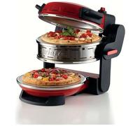 Ariete 927 Pizzeria , Forno pizza doppio, 2300 W, 2 pietre refrattarie, 2 pizze in 4 minuti, 2 termostati, Diametro 32 cm, 5 livelli di cottura, 2 pale in acciaio inox, Rosso