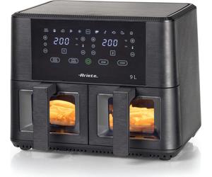 Ariete Friggitrice ad Aria Doppia Multifunzione Capacità 9 Litri Potenza 2400 Watt Doppio Cestello con Termostato Regolabile e Timer colore Nero - 00C4631...