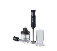 Ariete 601 Frullatore a Immersione con tritatutto, 700 W, 2 velocità, Lama in acciaio inox, Gamba removibile, Bicchiere trasparente, Dark & Sahara Grey