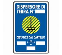 ARIETE GROUP - Cartello in alluminio bianco cm 30X20 Dispersore di terra N°…Distanze dal cartello