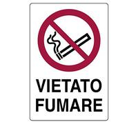 ARIETE GROUP - Cartello in alluminio bianco cm 30X20 Vietato fumare