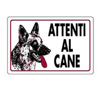ARIETE GROUP - Cartello in plastica bianca cm30x20 Attenti al cane