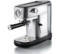 Ariete 1381 Macchina da caffè con manometro, compatibile con caffè in polvere e cialde ESE, 1300 W, Capacità 1,1 L, 15 bar di pressione, Filtro ½ tazze, Dispositivo Cappuccino, Silver