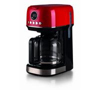 Ariete 1396 Macchina da caffè con filtro Moderna, Caffè americano, Capacità fino a 15 tazze, Base riscaldante, Display LCD, Filtri estraibili e lavabili, Rosso