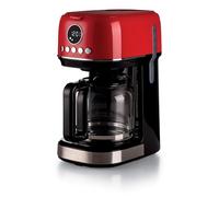 Ariete 1396 Macchina da caffè con filtro Moderna, Caffè americano, Capacità fino a 15 tazze, Base riscaldante, Display LCD, Filtri estraibili e lavabili, Rosso