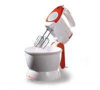 Ariete 1565 Mixy Professional - Sbattitore elettrico con ciotola rotante - 5 velocità - 2 set di fruste in Acciaio Inox - 2,4 L - 300 Watt - Arancione