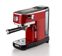 Ariete 1381 Macchina da caffè con manometro, compatibile con caffè in polvere e cialde ESE, 1300 W, Capacità 1,1 L, 15 bar di pressione, Filtro ½ tazze, Dispositivo Cappuccino, Rosso