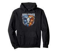 Ariete Power Zodiac RAM Skull Blue Fire Biker Heavy Metal Felpa con Cappuccio