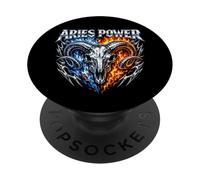 Ariete Power Zodiac Ram Skull Blue Fire Biker Heavy Metal PopSockets PopGrip Adesivo