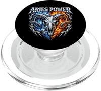 Ariete Power Zodiac Ram Skull Blue Fire Biker Heavy Metal PopSockets PopGrip per MagSafe