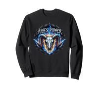 Ariete Power Zodiac RAM Skull Blue Fire Heavy Metal Biker Felpa