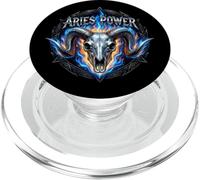 Ariete Power Zodiac Ram Skull Blue Fire Heavy Metal Biker PopSockets PopGrip per MagSafe