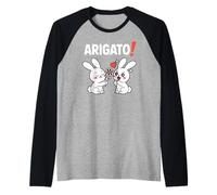 Arigato! Divertente Chibi Anime Bunny Kawaii Manga Commedia Maglia con Maniche Raglan