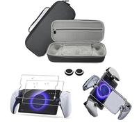 AriKroii Custodia per PS Portal Remote Player,Cover ps portal,Custodia di trasporto rigida per PS5 Portal,per accessori Playstation Portal,Custodia EVA,2 vetro temperato, 6in1,Nero
