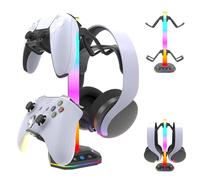 AriKroii Porta Joystick,Supporto Cuffie Gaming,controller con Porta di Ricarica USB Type-C,Stand Cuffie Gaming,9 Modalità di Retroilluminazione RGB,supporto controller universale,accessori da gaming
