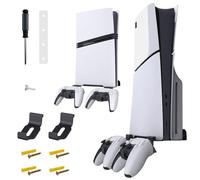 AriKroii Supporto a Parete per PS5 Slim Supporto a Pare te per PS5 Pro,Suppor to per PS5 Parete con Suppor to Rimovibile per Controller,Suppor to per PS5 Muro (Versione Ottica e Digitale)