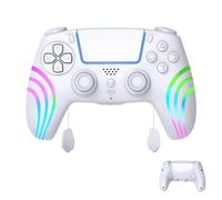 AriKroii Wireless Controller for PS-5 Pro/PS-5/PS-5 Slim, PS5/PC Drahtlos Controller mit Turbo-Dauerfeuer/Makrofunktion/Duale Vibrations-Gyrosensorfunktion//6-Achsen-Gyrosensorfunktion (White)