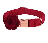 ARING PET Velvet Dog Collars, Christmas Red Soft Pet Collar with Detachable Felt Flower Metal Buckle for Puppy Small Medium Large Boy Girl Dogs-S