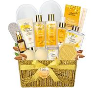 ArioseMonde - Set regalo da bagno e corpo, lussuoso cesto regalo per la casa, profumo di miele e mandorle, set da bagno, regali di coccole
